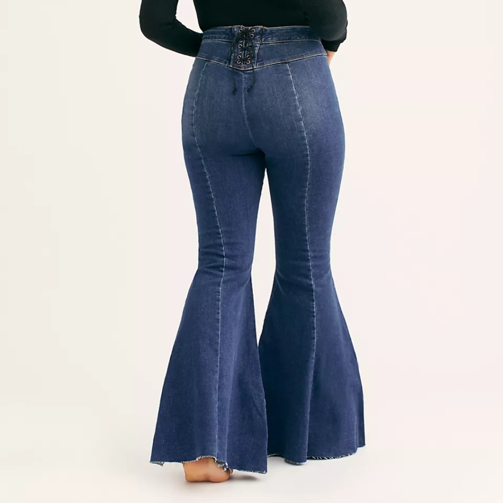 SOLD FP Super High-Rise Lace-Up Flare Jeans